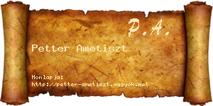 Petter Ametiszt névjegykártya
